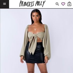 Princess Polly ortona top size moss green XXS